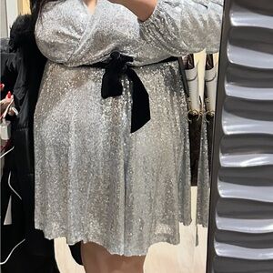 Eloquii Elements Silver Sequin Dress with Black belt size 18/20